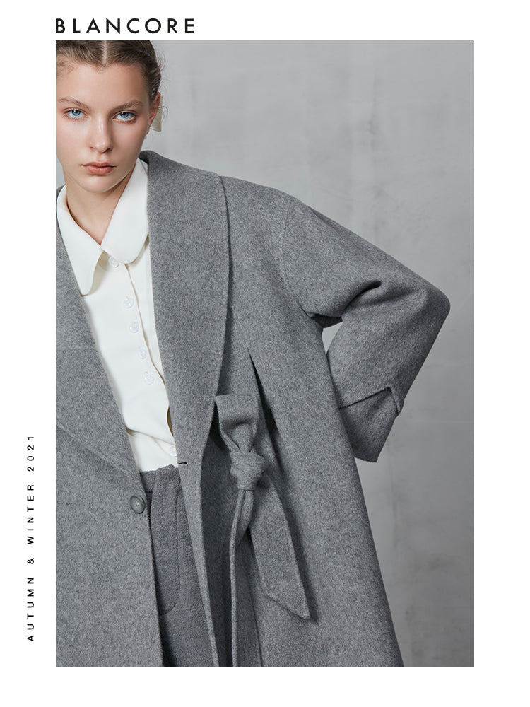 Cocoon Wool Coat With Asymmetrical Collar