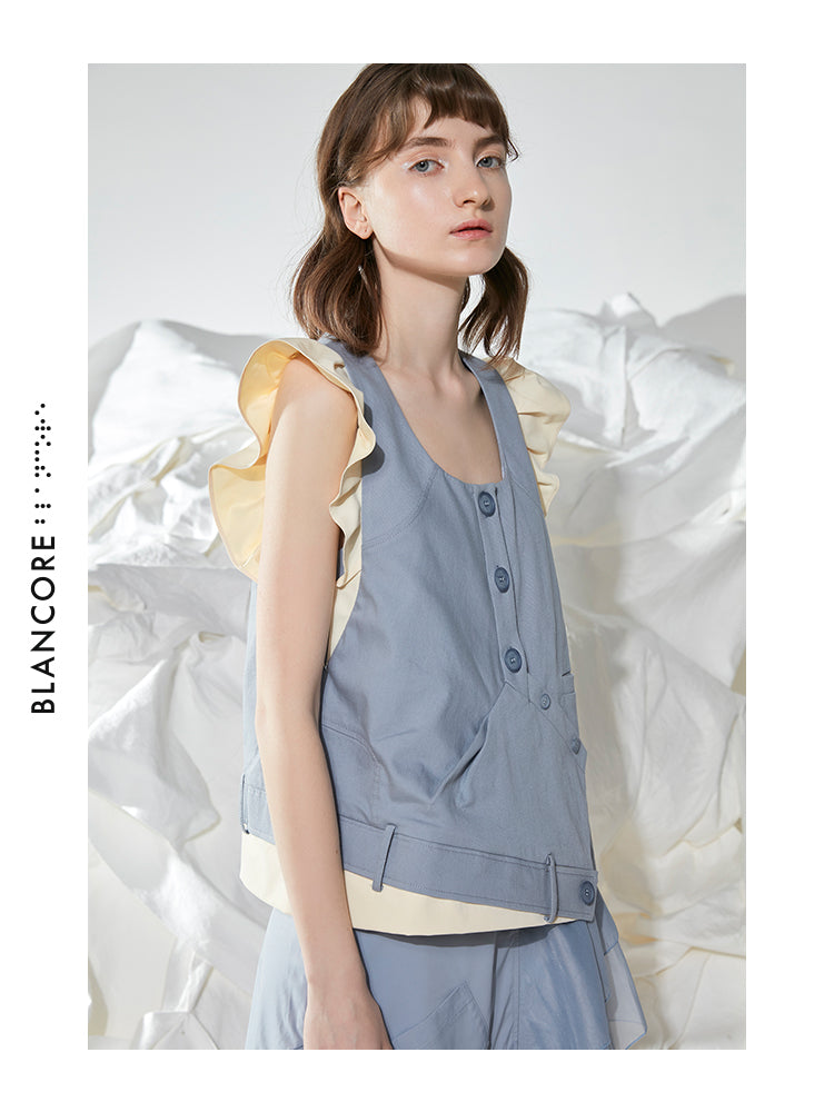 RECONSTRUCTED COLOR BLOCK VEST