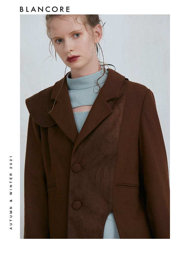 Asymmetrical Leather Panelled Blazer