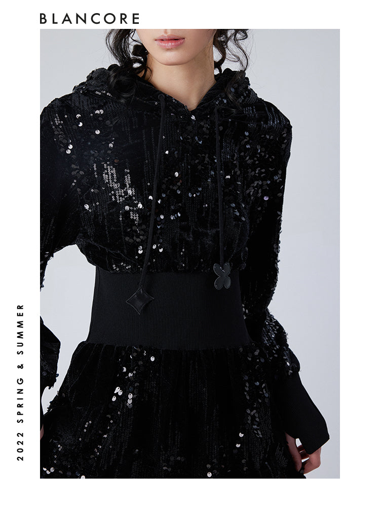 Sequin Hoodie Dress