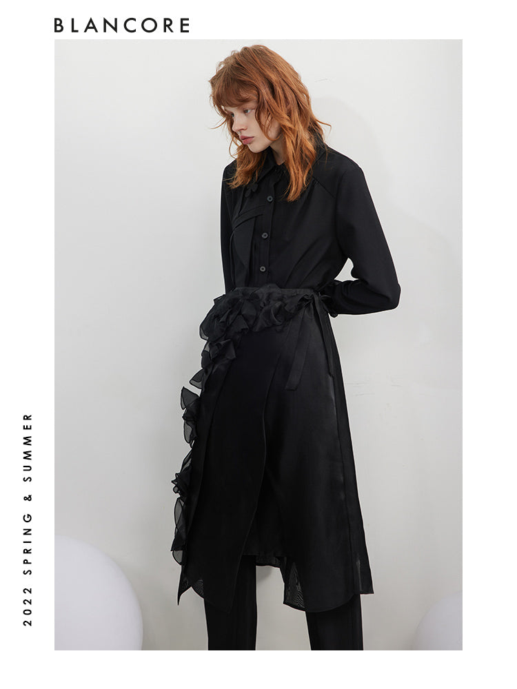 Asymmetrical Mesh Skirt With 3D Detail
