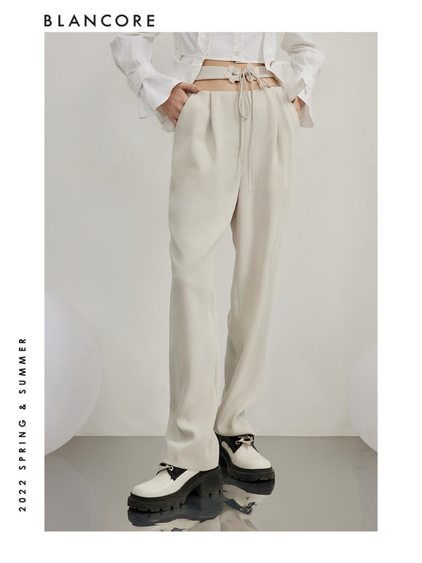 Straight Trousers With Waist Detail