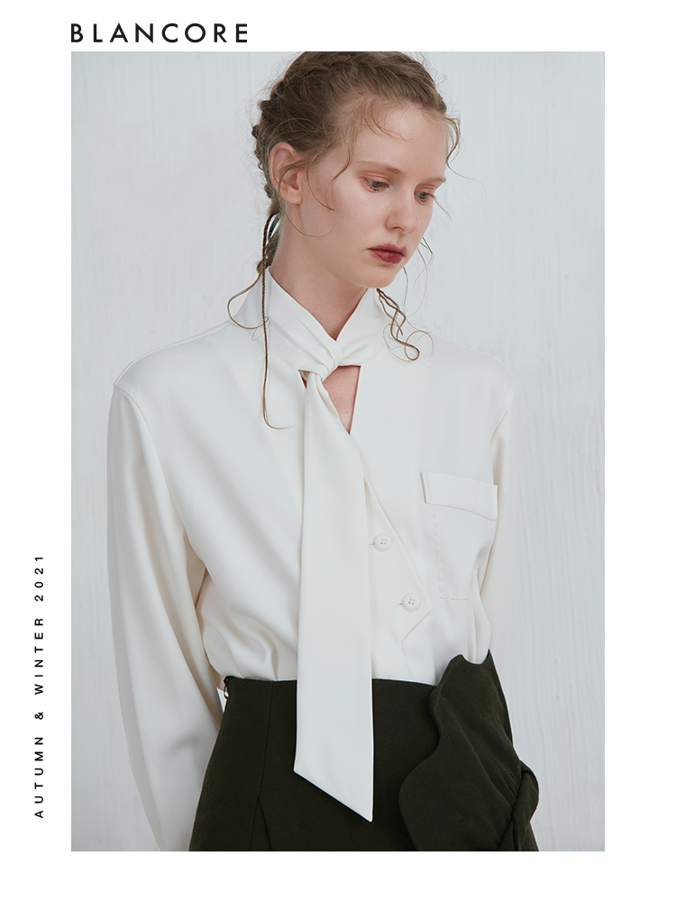 Asymmetrical Blouse With Tie