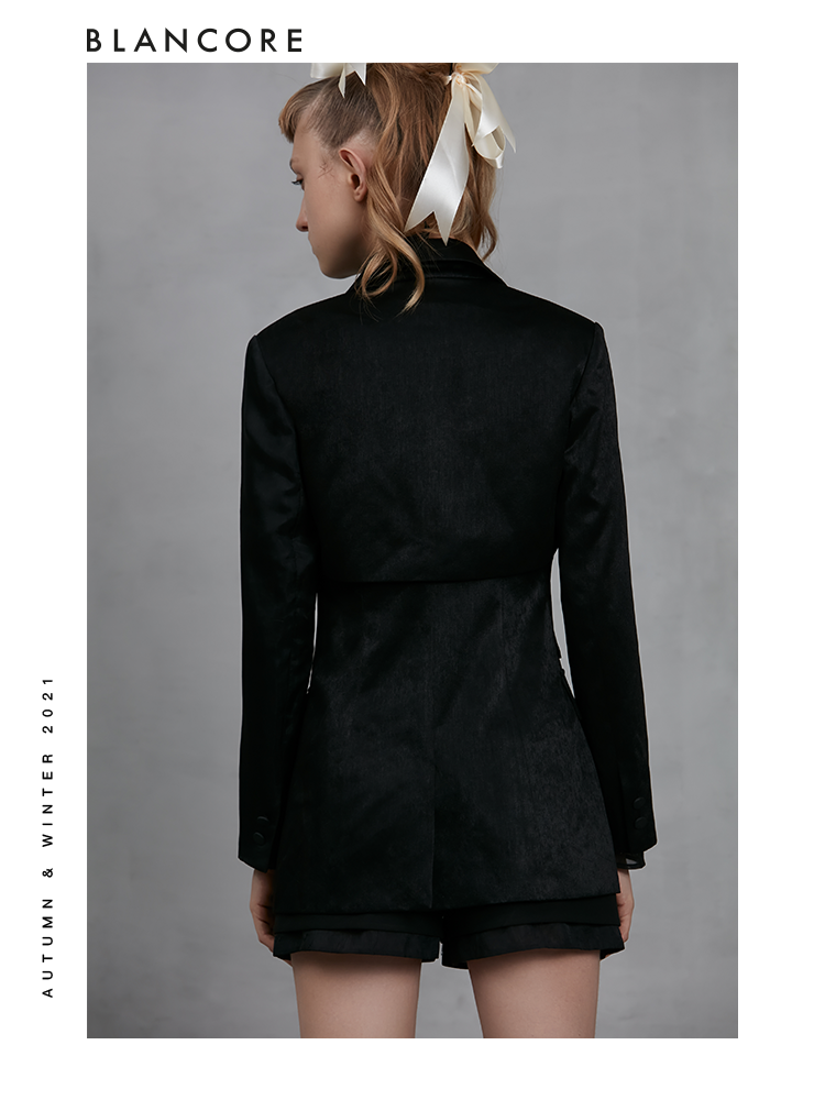 Layered Blazer With Pinched Waist Detail