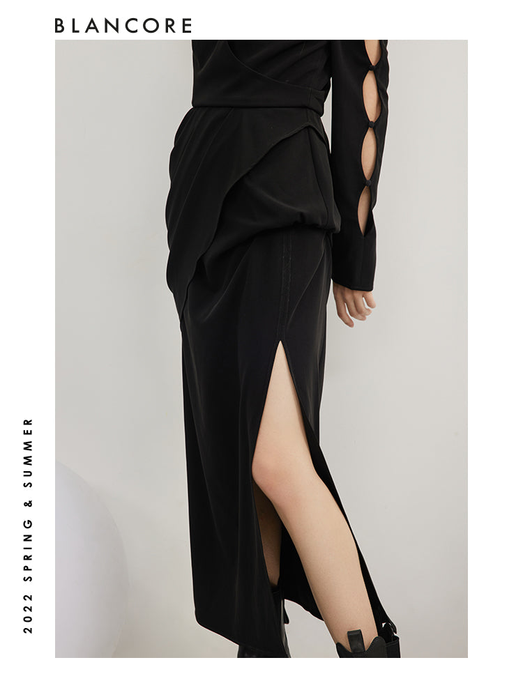 Asymmetrical Hollow-Out Slit Dress