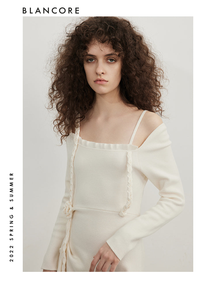Drawstring Knitted Wool Dress