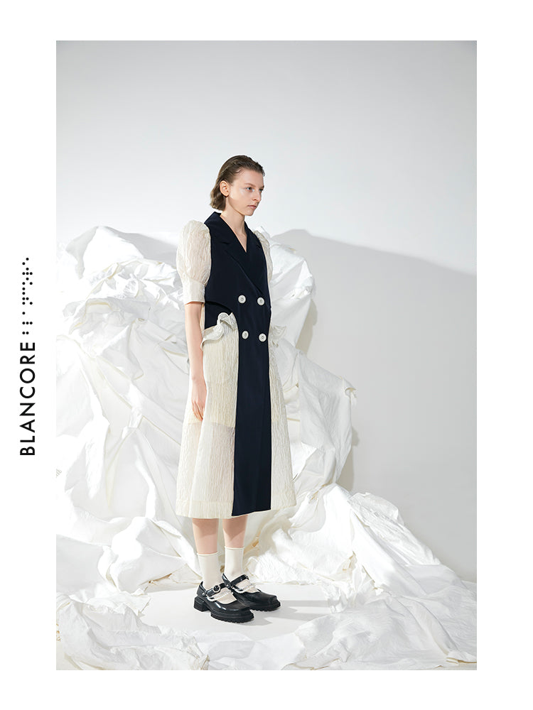 COLOR BLOCK COAT DRESS