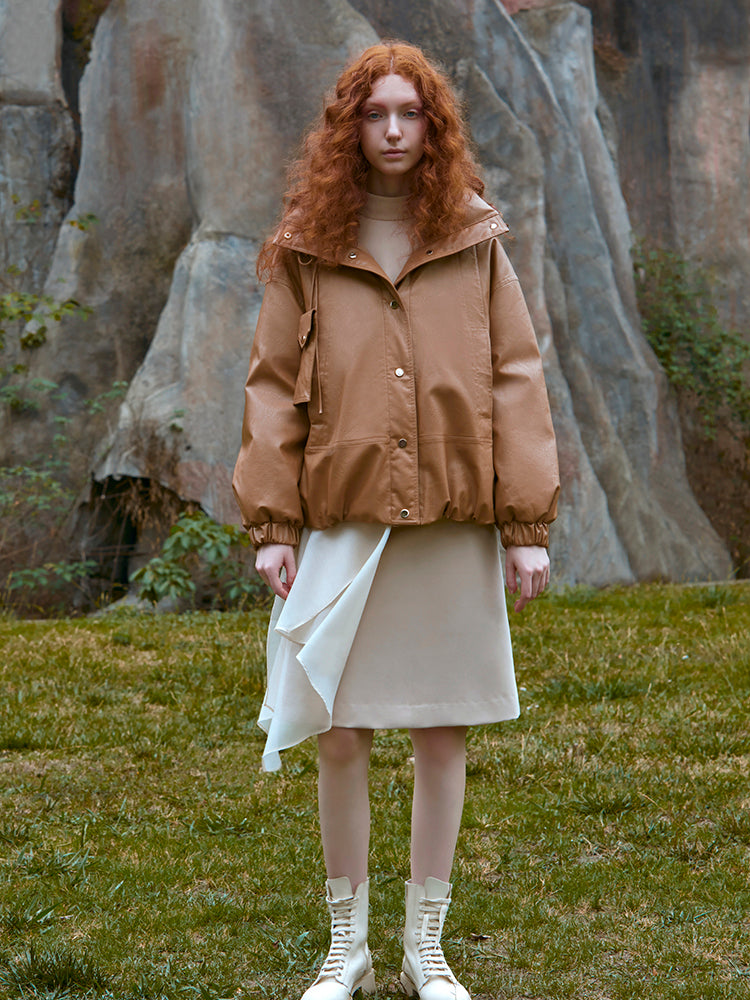 LEATHER PUFFER JACKET
