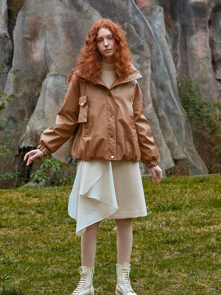 LEATHER PUFFER JACKET