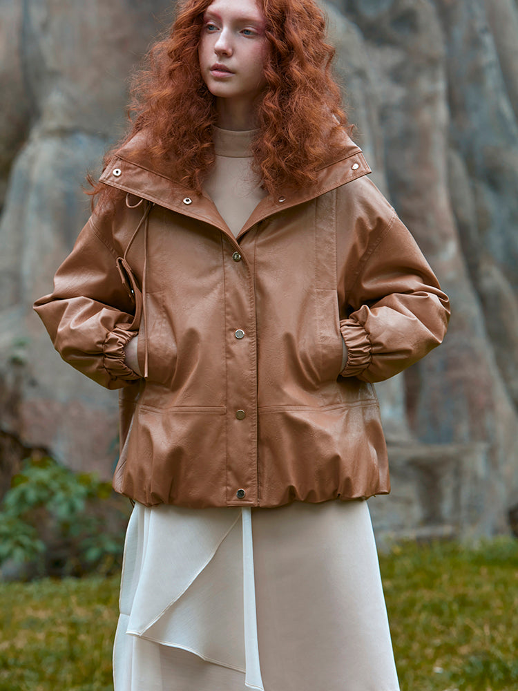 LEATHER PUFFER JACKET