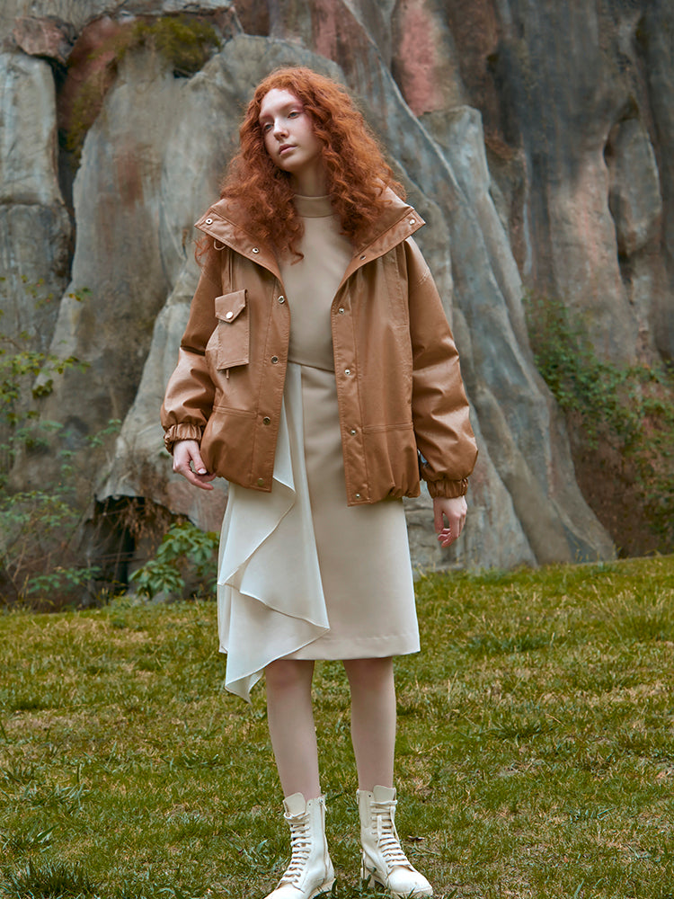 LEATHER PUFFER JACKET
