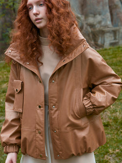 LEATHER PUFFER JACKET
