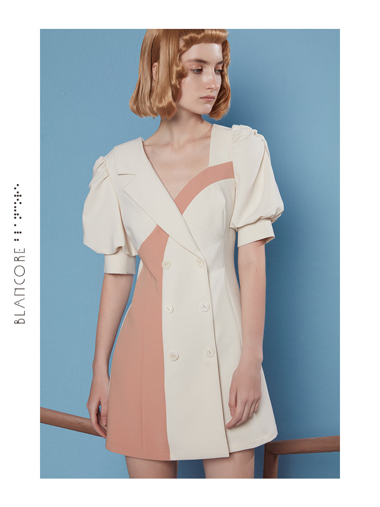 COLOR BLOCK BLAZER STYLE DRESS