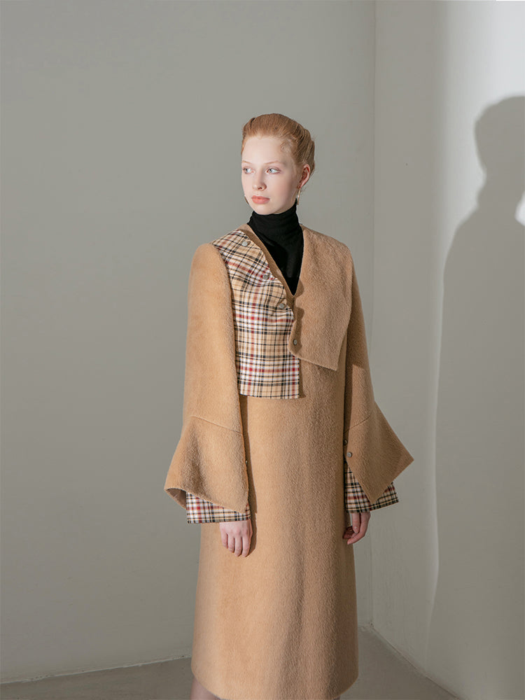Geometric Paneled Wool Coat