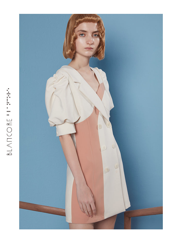 COLOR BLOCK BLAZER STYLE DRESS