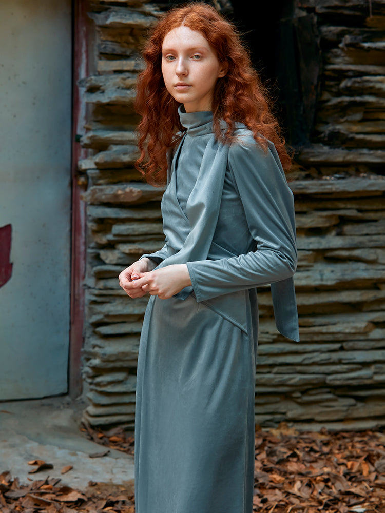 WRAPPED VELVET DRESS