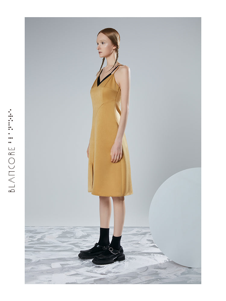 DOUBLE STRAP COLOR BLOCK DRESS