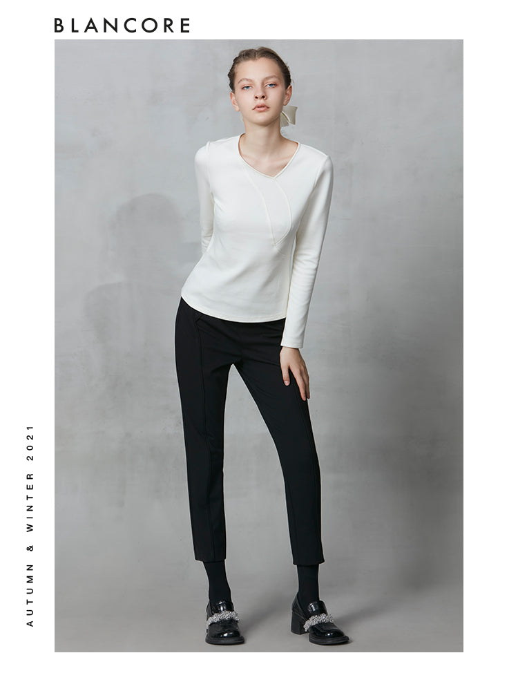 Classic Split Black Slim Straight Pants