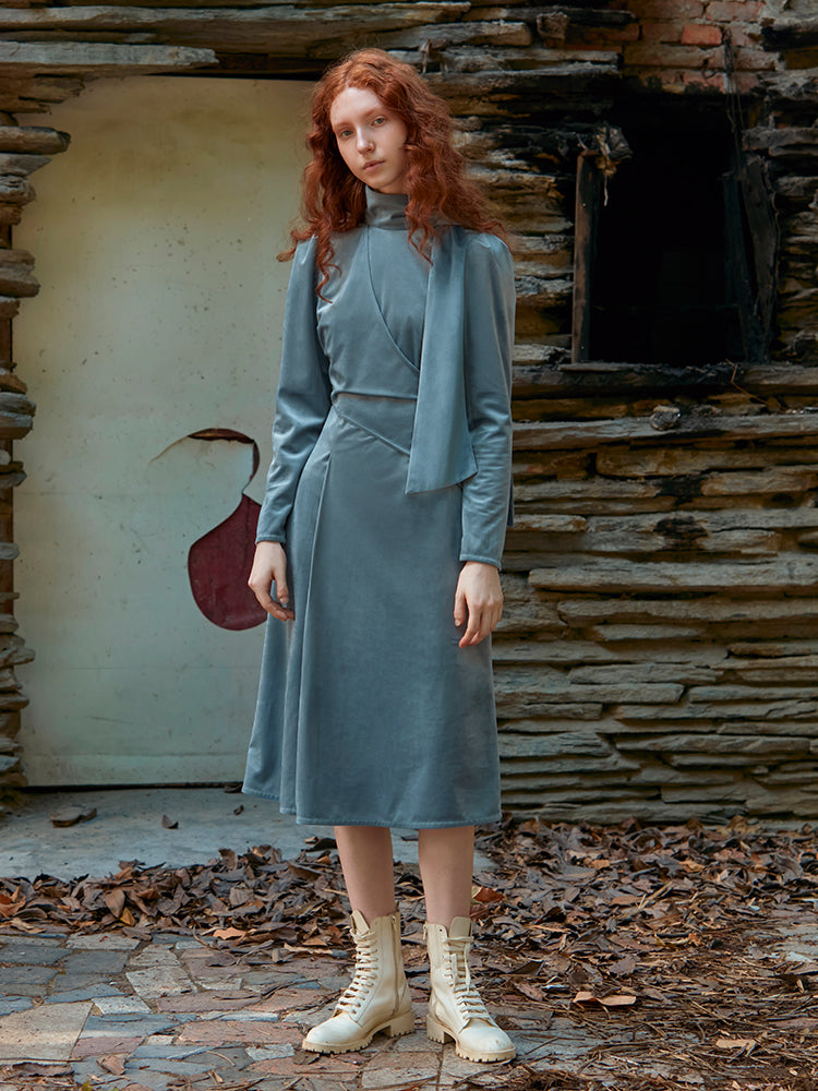 WRAPPED VELVET DRESS