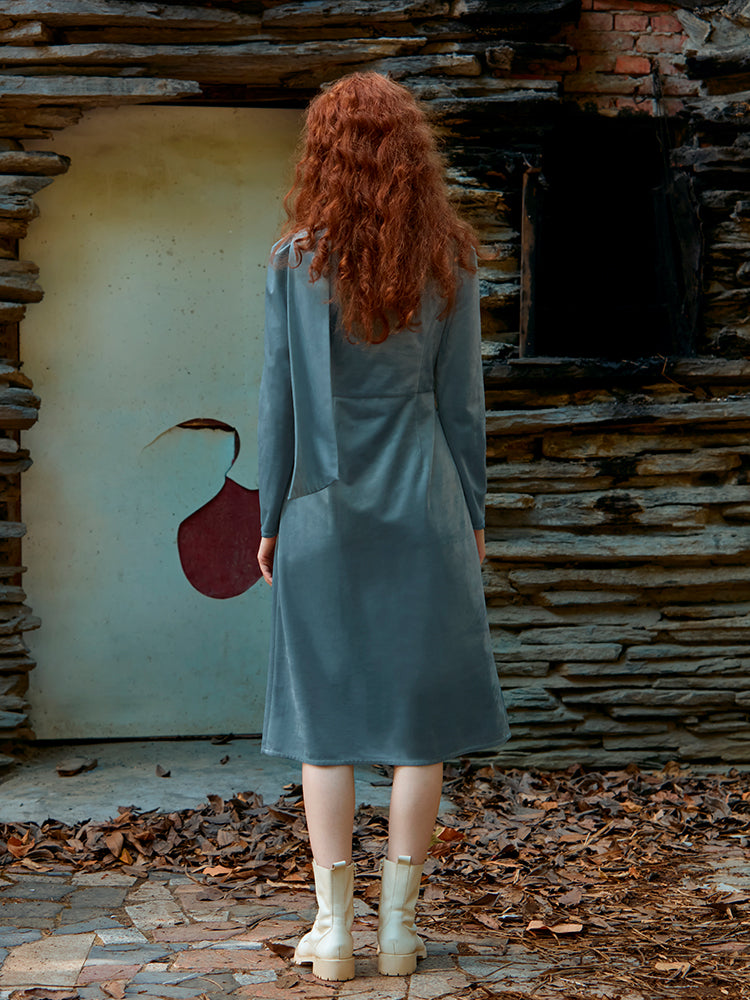 WRAPPED VELVET DRESS