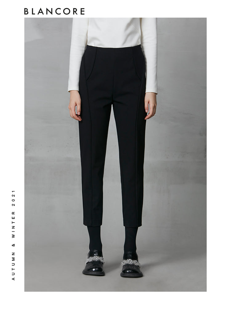 Classic Split Black Slim Straight Pants