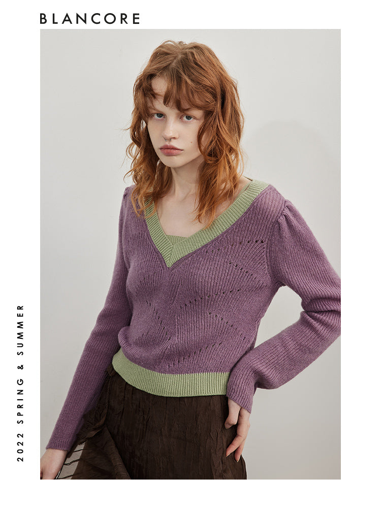Two-Piece Camel Hair Top with puff sleeves
