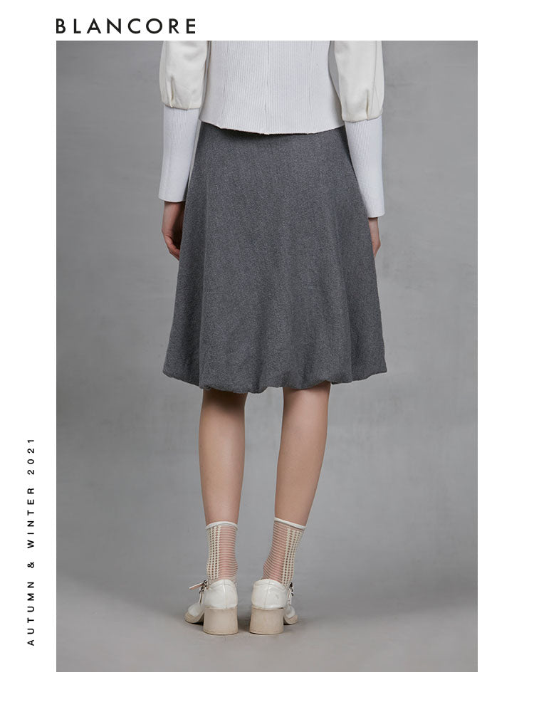 Asymmetric Pleated Wool-Blend Skirt