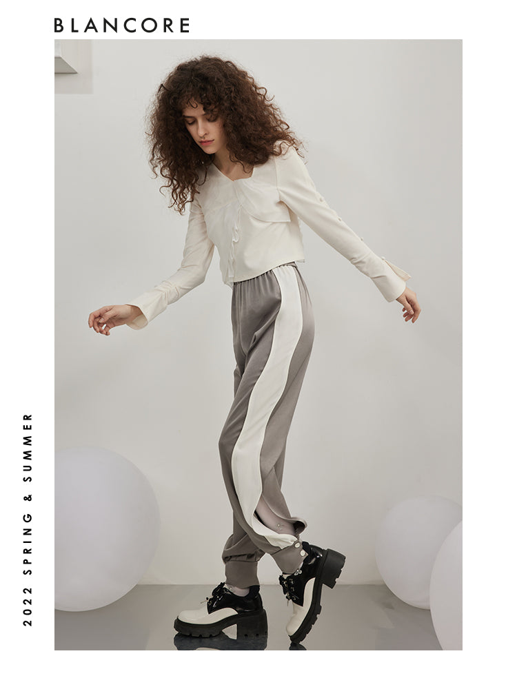 Straight Trousers With Cinched Ankle