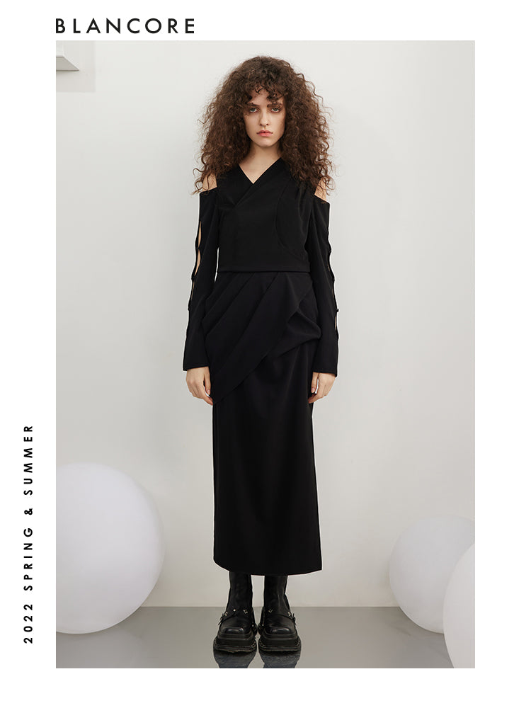 Asymmetrical Hollow-Out Slit Dress