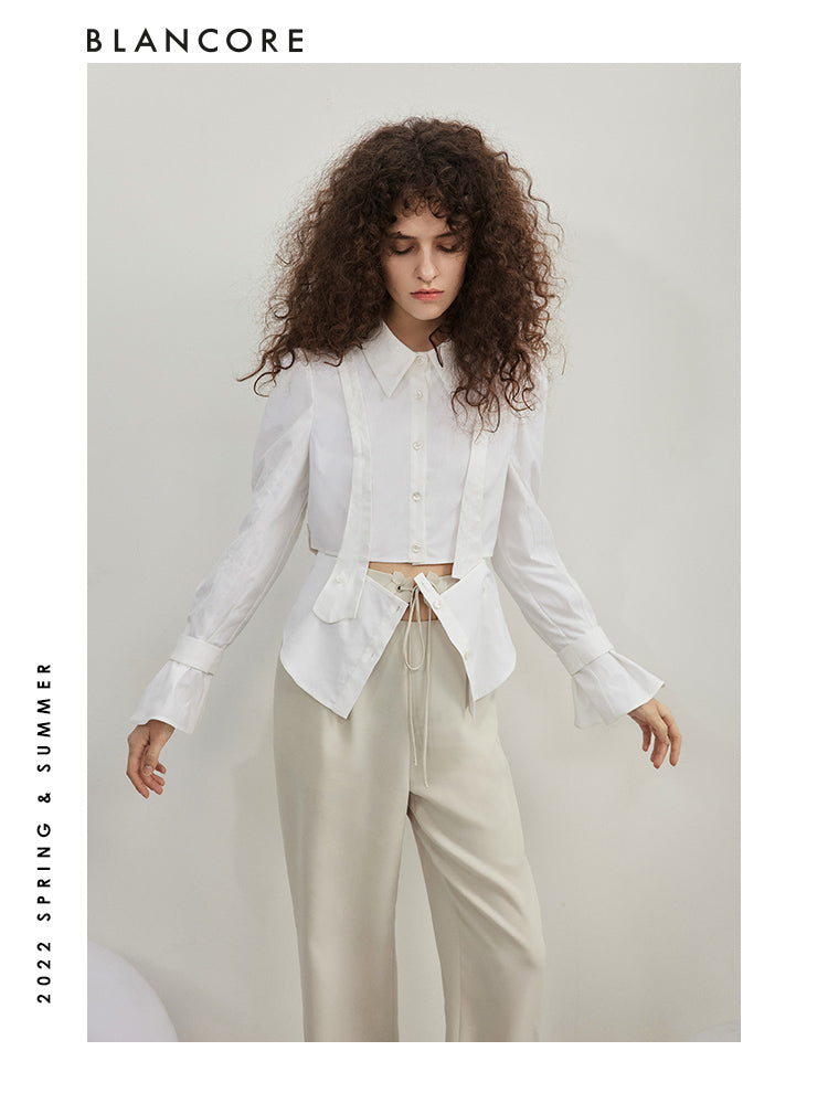 Detachable Cotton White Blouse