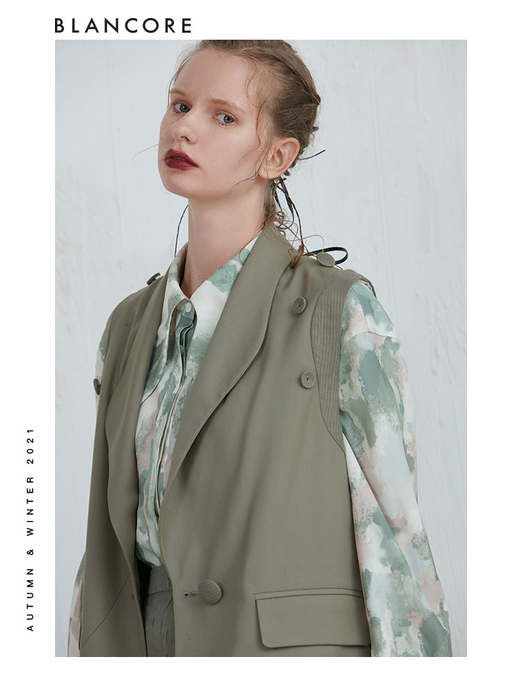 Asymmetrical Blazer With Detachable Sleeve