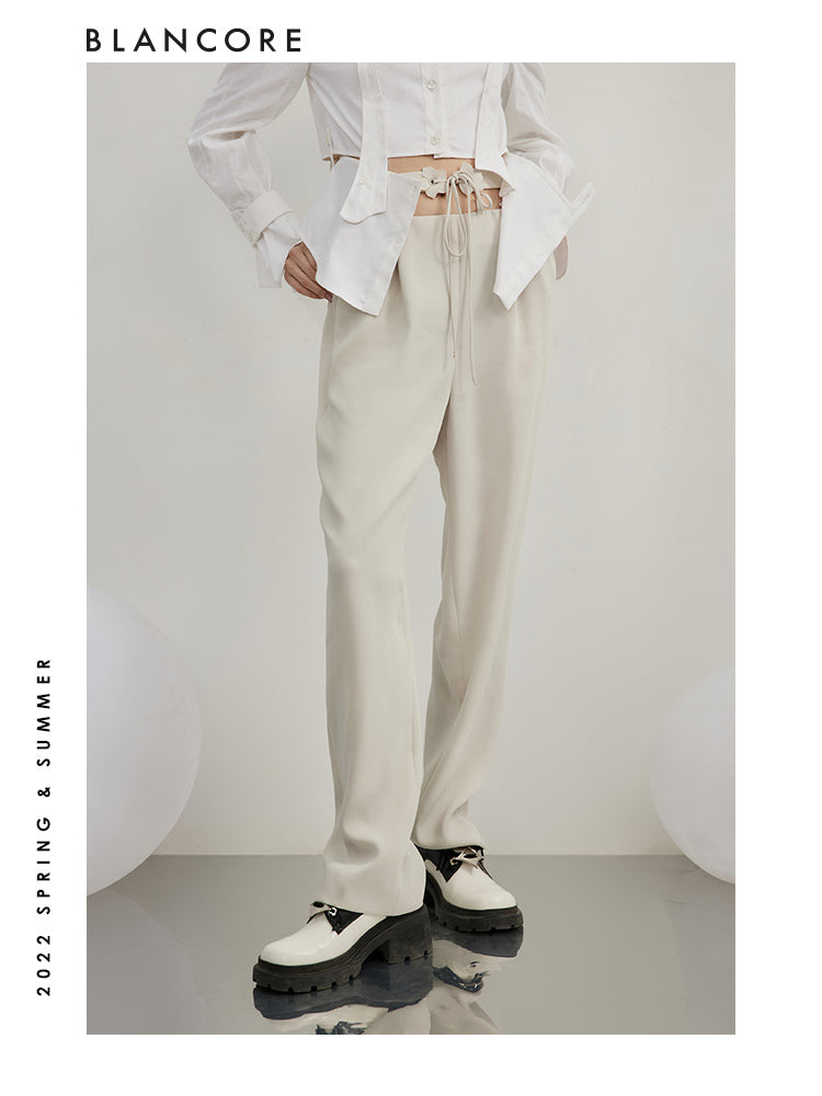 Straight Trousers With Waist Detail