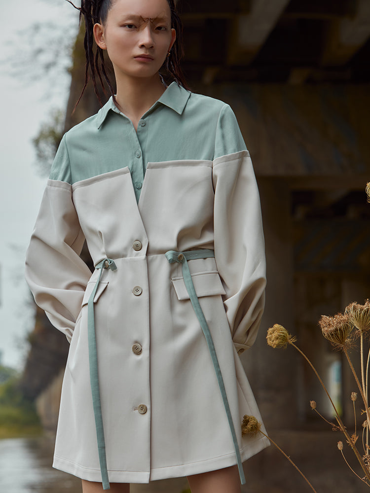 COLOR BLOCK WINDBREAKER STYLE DRESS
