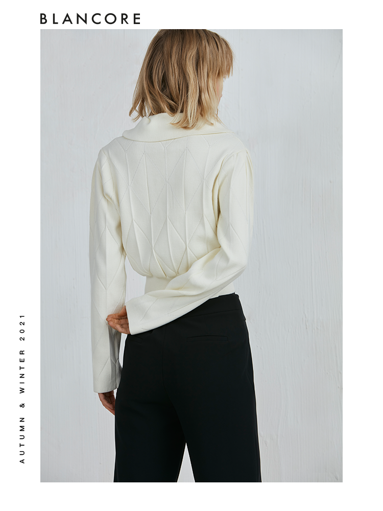 Gigot Sleeve Sweater With Embroidered Detail