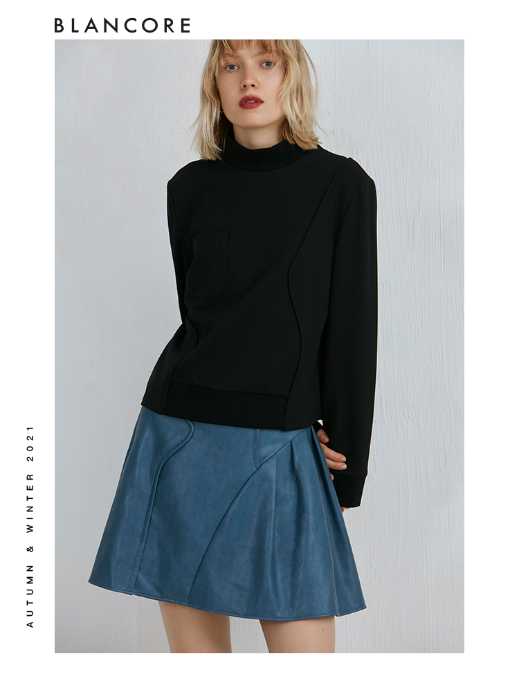 Vintage Blue Leather Pleated Skirt