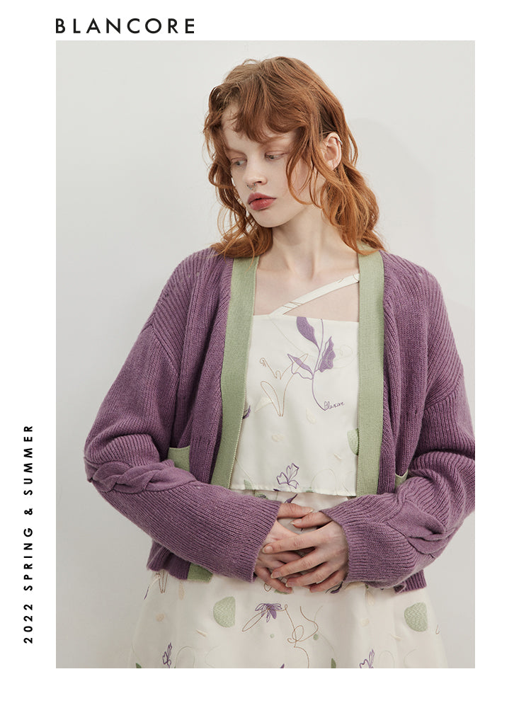 Color Block Wool And Camel Hair Blend Coat