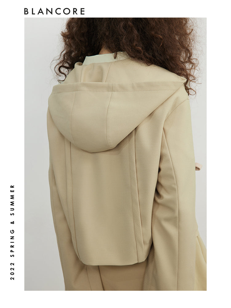 Hooded Jacket With Bow-Embellished Detail