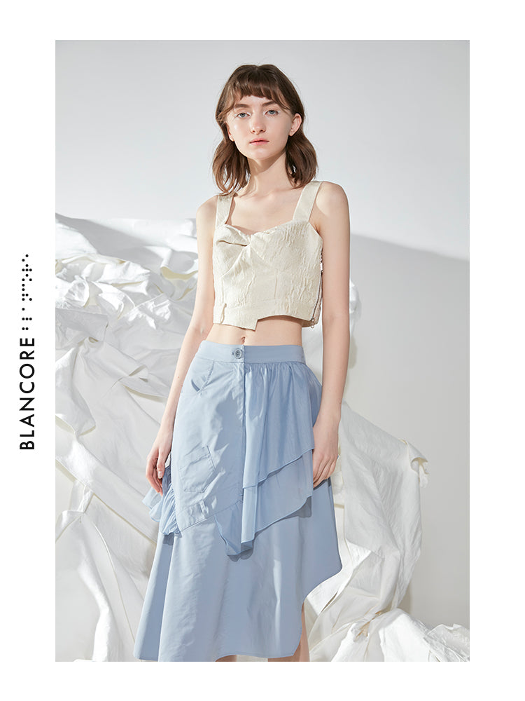 RUFFLED RUCHED SKIRT