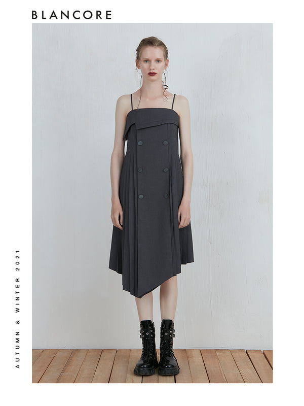 Asymmetrical Cami Dress With Buttom Details