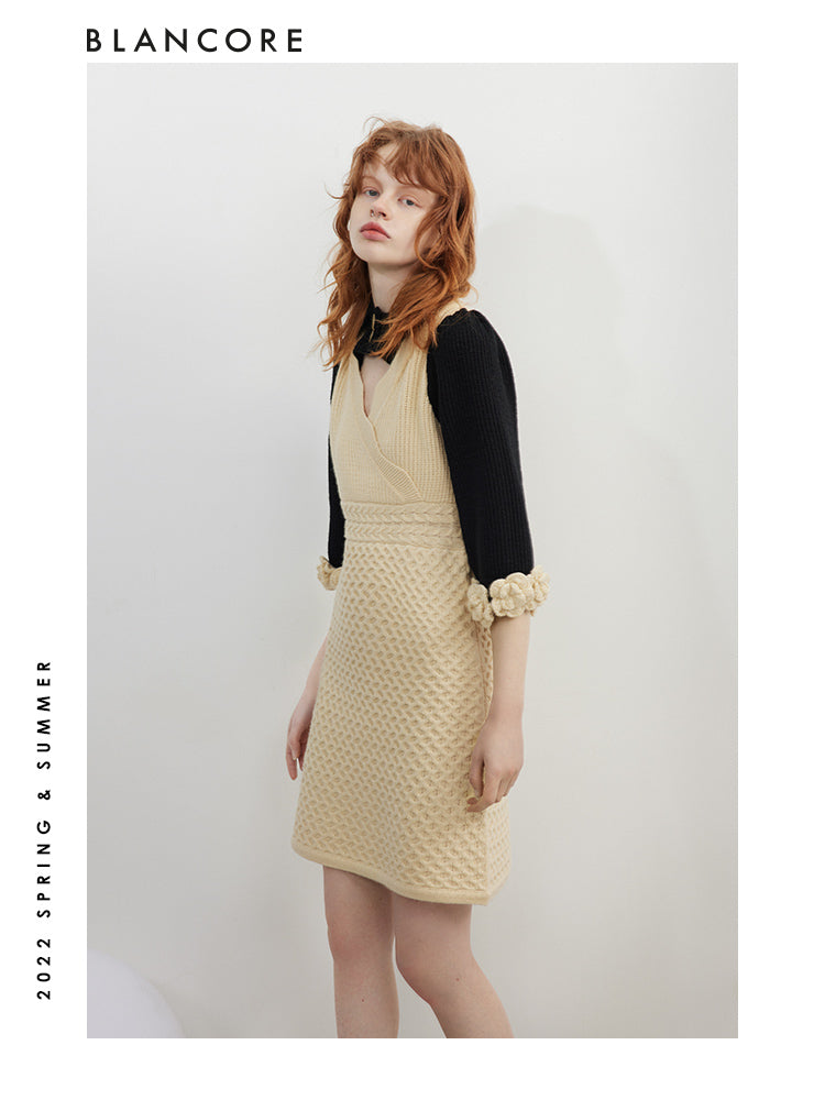 H-Shape Color Block Knit Dress