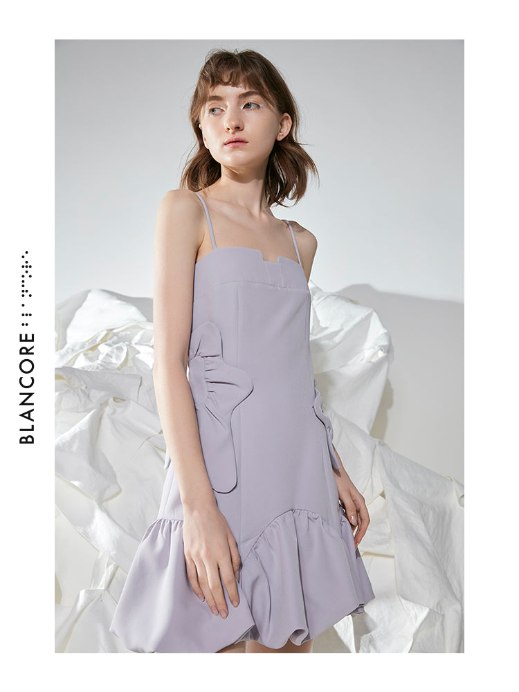ASYMMETRICAL DECORATIVE STRAP DRESS