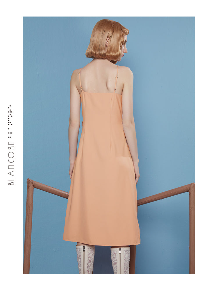 INTERSPERSED PLEATED SLIP DRESS