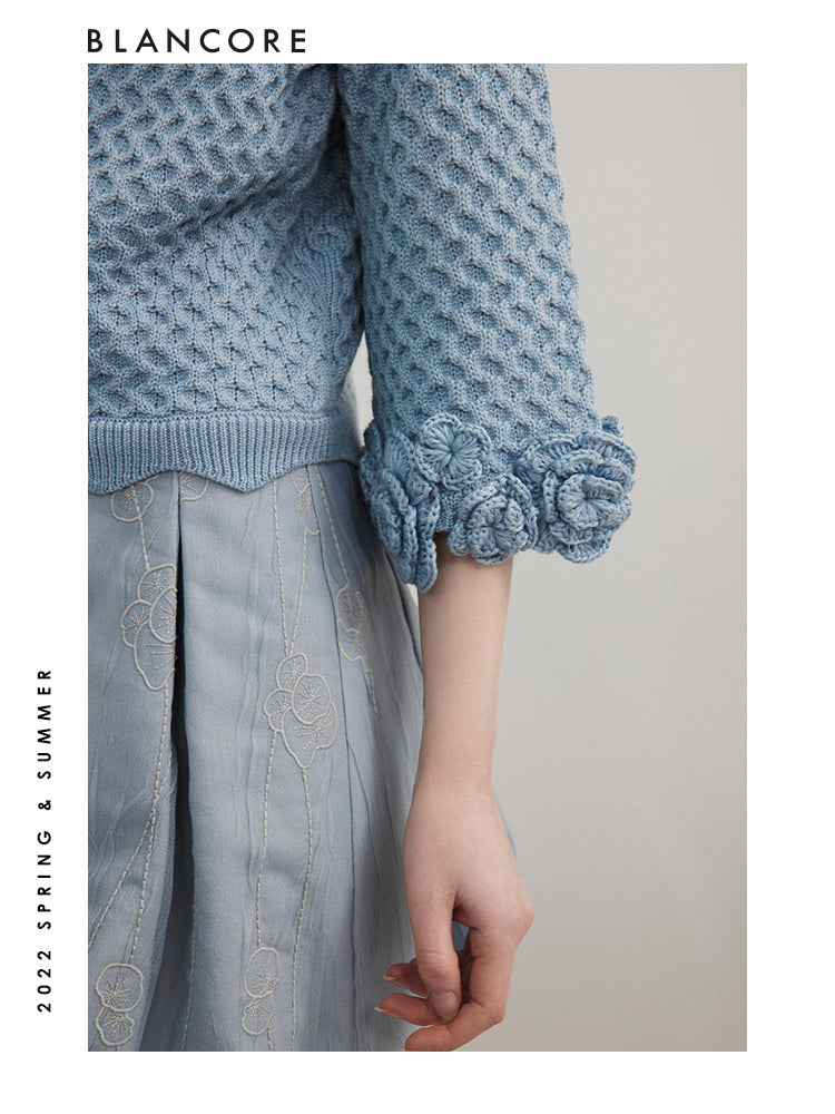 Two-Piece Square Neck Sweater With Cuff Detail