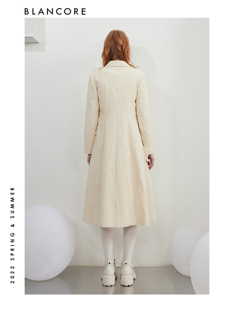 Embroidered Trench Coat With Patch Design