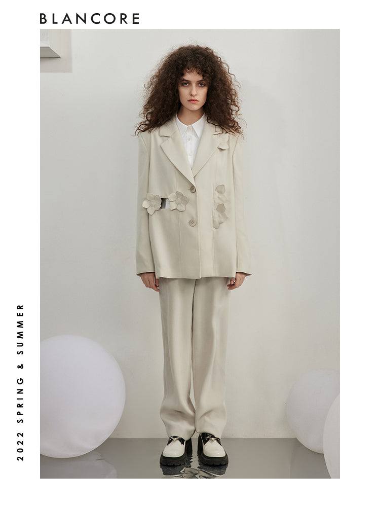 Hollow-Out And Petal Detail Stitching Blazer