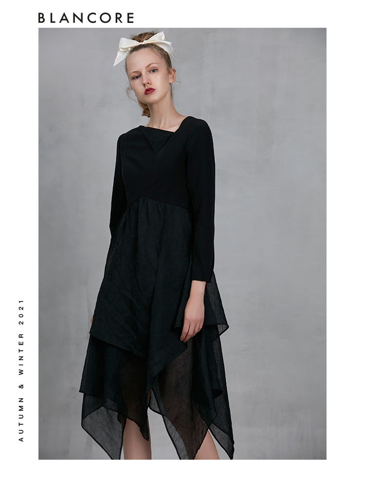 Asymmetrical Dress With Patchwork Hem