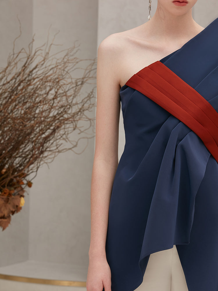 Asymmetric Dress with Fold Detail