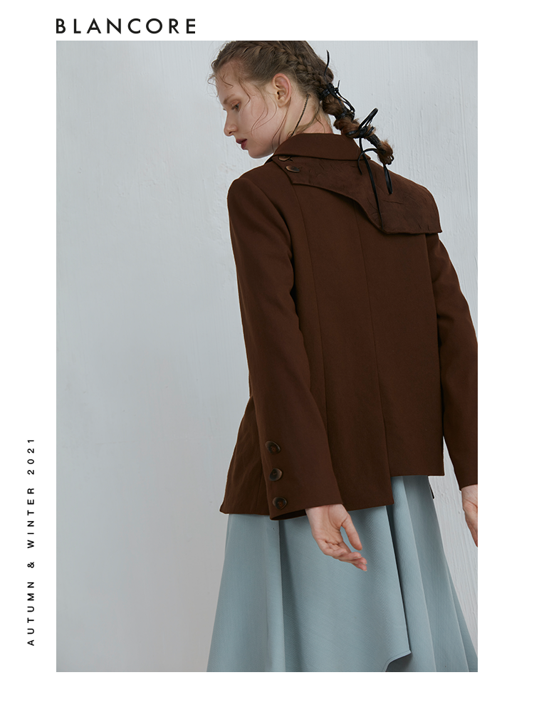 Asymmetrical Leather Panelled Blazer