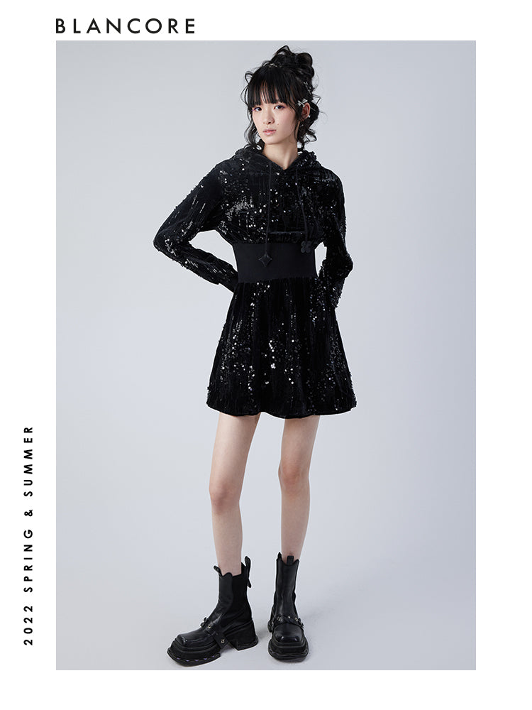 Sequin Hoodie Dress