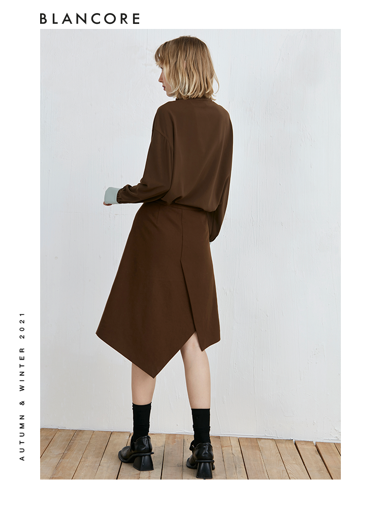Deconstructed Color Block Blouse With String Tie Detail